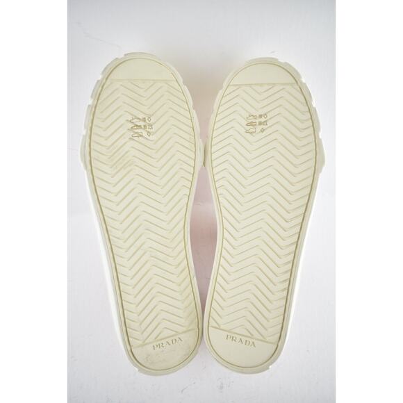 Prada Wheel Canvas Pesco Pink Logo Lace Up Tie Flat Low Top Trainer Sneaker 37 - Picture 12 of 12